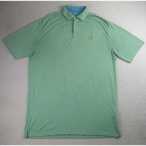 Masters Tech Polo Shirt Mens XL Green Striped Performance Collection Golf *READ*